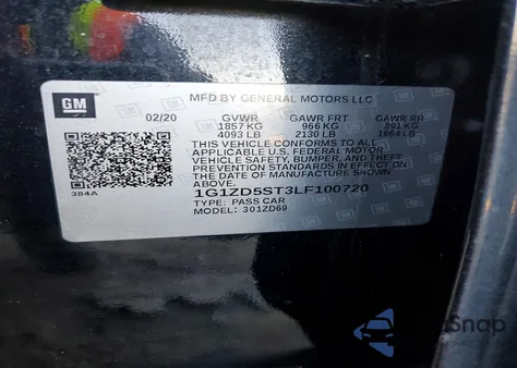 2020 Chevrolet Malibu Lt z USA, uszkodzony, nr VIN 1G1ZD5ST3LF100720